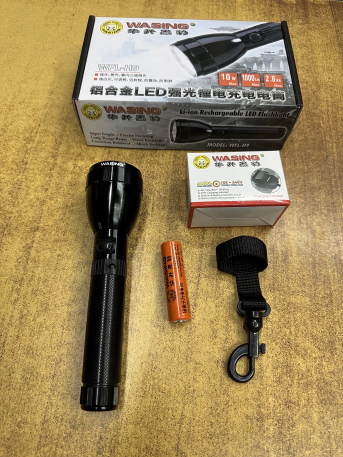 Picture of WASING WFL- H9 10W High Power Explosion-Proof Aluminum Alloy Rechargeable LED Torch Light - 1 piece ( Black )