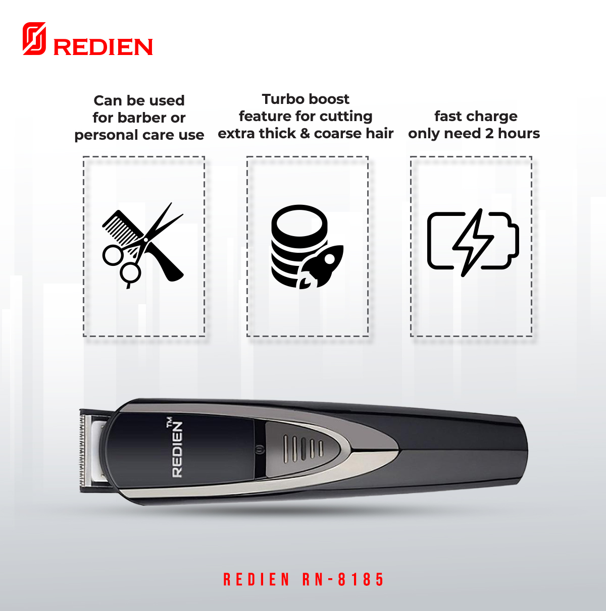 Picture of REDIEN RN-8197 13in1 Waterproof Rechargeable Smart Trimmer with LED Display - 1 piece ( Black )