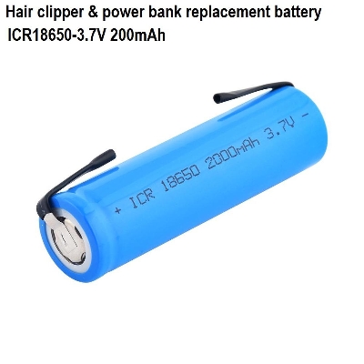 Picture of ICR18650 3.7V 2000mAh High Capacity Lithium-ion Rechargeable Battery With Nickel Strip/Soldering Tabs For Various DC Devices - 1 Piece ( Blue )