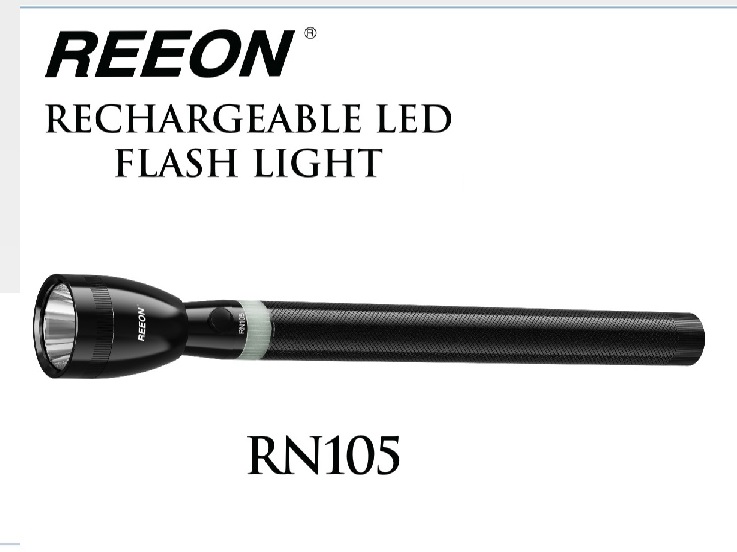 Picture of REEON RN105 Rechargeable Long Torch Light For Outdoor Use - 1 Piece ( Black )