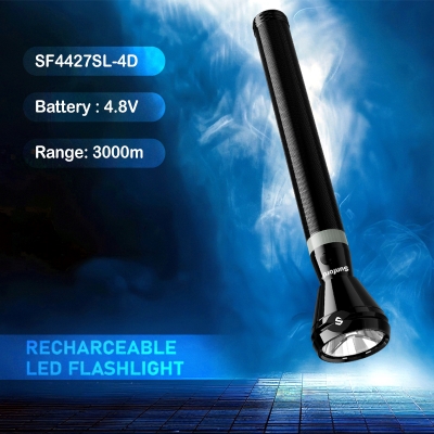 Picture of Sunford SF4427SL-4D Long Range Rechargeable LED Flashlight/Torch Light - 1 Piece ( Black )