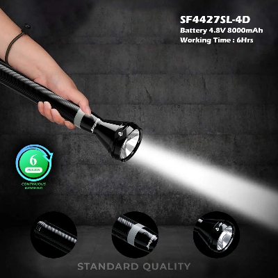 Picture of Sunford SF4427SL-4D Long Range Rechargeable LED Flashlight/Torch Light - 1 Piece ( Black )