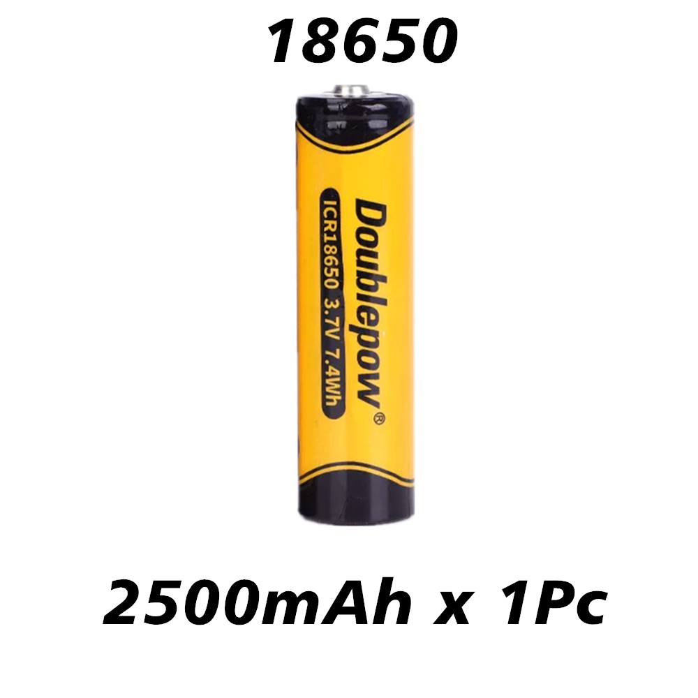 Picture of Doublepow 18650 3.7V 2500mAh High Capacity Rechargeable Lithium-ion Battery (Point Top) - 1 piece ( Yellow )