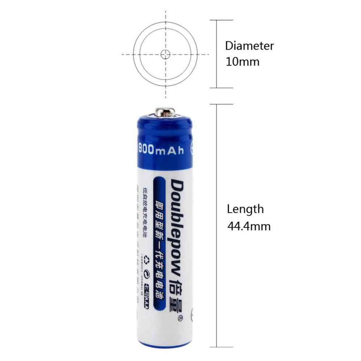 Picture of Doublepow AAA (R03) Size 1.2V 900mAh Rechargeable Battery - 4 Pieces (No Battery Charger Included) ( Blue )