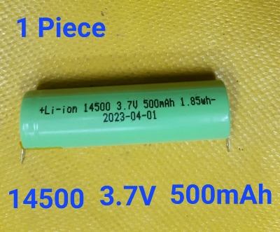 Picture of Li-ion 14500(AA) 3.7V 500mAh 1.8Wh Lithium-ion Rechargeable Battery with Soldering Tags/Tabs - 1 Piece ( Light blue )