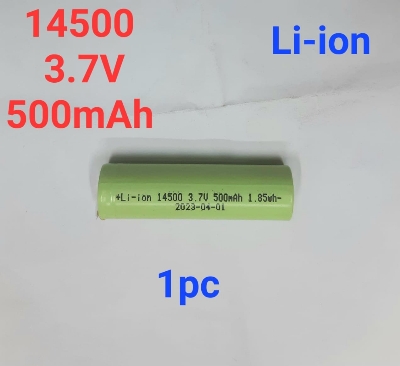 Picture of Li-ion 14500(AA) 3.7V 500mAh 1.8Wh Lithium-ion Rechargeable Battery with Soldering Tags/Tabs - 1 Piece ( Light blue )