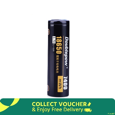Picture of Doublepow 18650 3.7V 7400mWh Lithium ion Rechargeable Li-ion Battery (Flat Top) - 1 piece ( Black )
