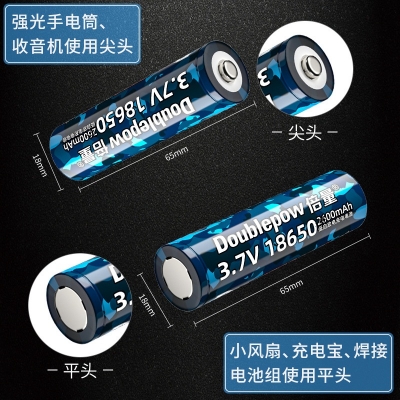 Picture of Doublepow 18650 3.7V 2600mAh Lithium ion Battery - Battery for Reliable Rechargeable Power Premium Battery (Flat Top) - 1 Piece ( Multicolor )