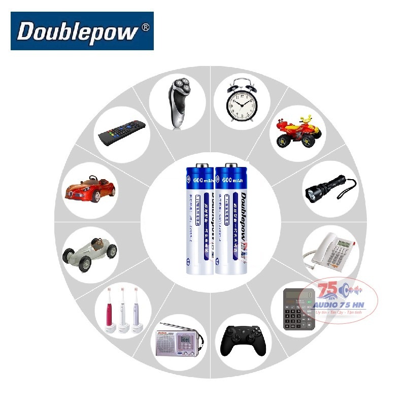 Picture of Doublepow AA 1.2V 600mAh Ni-MH Rechargeable Battery with 1000 Cycle Best for Hair Trimmer, Toys - 2 pieces (No charger included) ( Blue )