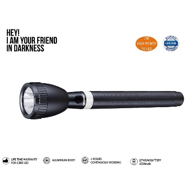 Picture of GEEPAS Original GFL3803N Rechargeable LED Flashlight (Torch Light Body Color : Grey), Portable & Lightweight | 2×18650  3.7V  5000mAh Li-ion Rechargeable Battery | 4hrs* Working | Ideal for Indoor & Outdoor Activities | Powerful Torch - 1 Piece ( oxidation )