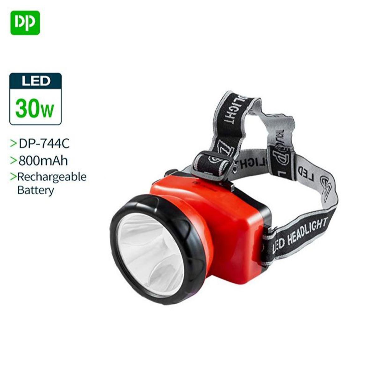 Picture of DP-744C Rechargeable 800mAh Battery LED Head Light, Torch LED Head Lamp, Head Torch Light with Elastic Belt - 1 Piece ( Red )