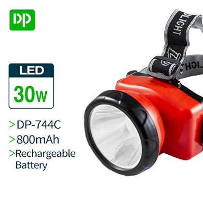 Picture of DP-744C Rechargeable 800mAh Battery LED Head Light, Torch LED Head Lamp, Head Torch Light with Elastic Belt - 1 Piece ( Red )