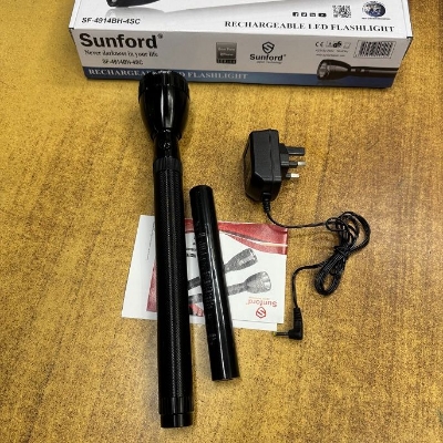 Picture of Sunford SF-4914BH-4SC Rechargeable LED Flashlight / Torch Light  - 1 Piece ( Black )