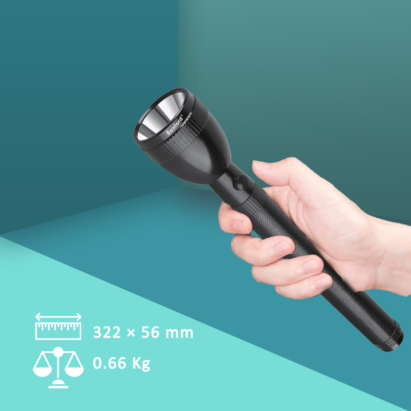 Picture of Sunford SF-4914BH-4SC Rechargeable LED Flashlight / Torch Light  - 1 Piece ( Black )