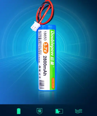 Picture of Doublepow 18650 3.7V  2800mAh High Capacity Li-ion Rechargeable Lithium Battery Pack with HX2.54 Cable Connector with BMS - 1 Piece ( Blue )