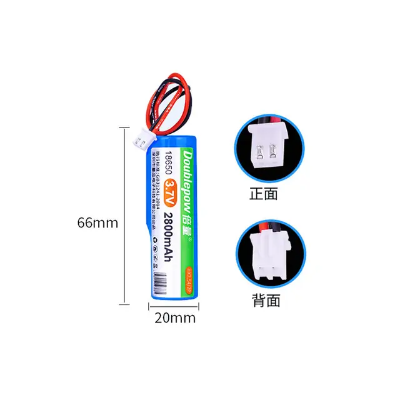 Picture of Doublepow 18650 3.7V  2800mAh High Capacity Li-ion Rechargeable Lithium Battery Pack with HX2.54 Cable Connector with BMS - 1 Piece ( Blue )