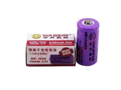 Picture of WASING 16340  3.7V 700mAh Rechargeable Li-ion Battery (Point Top) - 1 piece ( Violet )