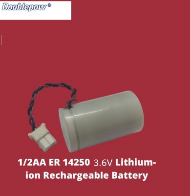 Picture of Li-SOCl2 Doublepow  ER14250 1/2AA 3.6V Non Rechargeable Li-SOCl2 Battery ER14250 (SAFT LS14250 instead usable) Battery 14250 Lithium Battery With Cables & JST Connectors -1 piece ( White )