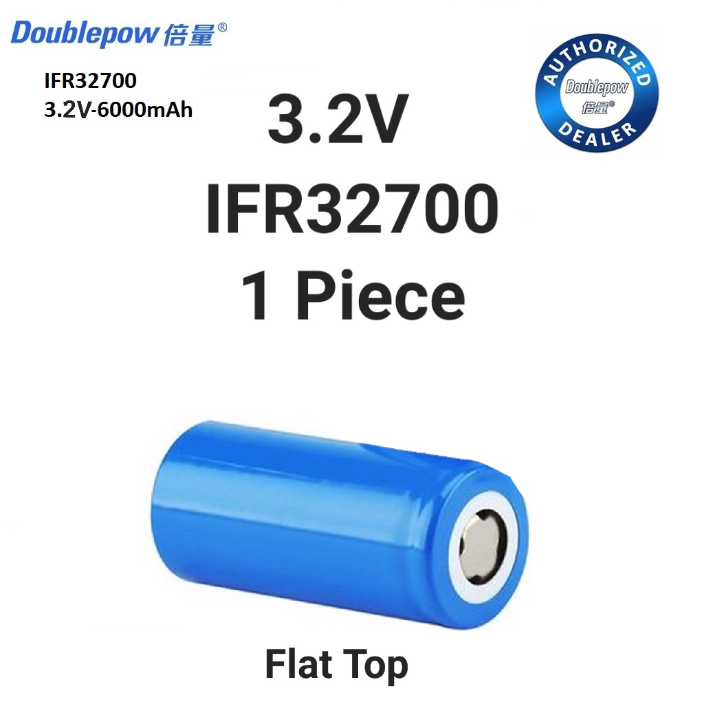 Picture of Doublepow Authentic 32700 6Ah LiFePO4 Battery Cell 32650 3.2V 6000mAh Energy Storage Home Use Power Tools Golf Carts LFP Battery (Flat Top)- 1 piece ( Blue )
