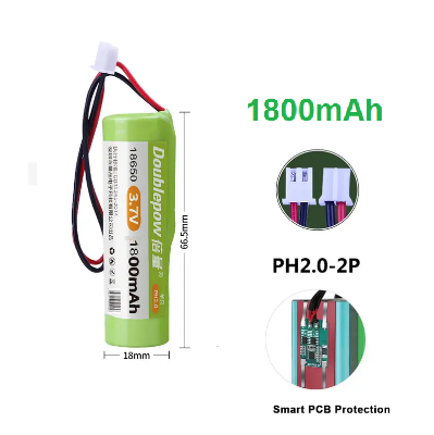 Picture of Doublepow  3.7V 1800mAh 18650 Lithium ion Battery with PCB Protected Bulk with Wires for Power Tools, Golf Carts, Boats, Submarines, AC DC LED Bulb etc - 1piece ( Green )