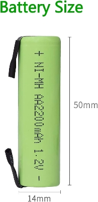 Picture of Doublepow 1.2V AA Size 2200mAh Ni-MH Flat Top Rechargeable Batteries with Soldering Tabs, High Capacity Battery for Electric Trimmer/Shaver/Razor/Hair Clipper, Toys & Household DC Devices - 1 Piece ( Green )