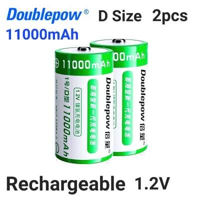 Picture of Doublepow D / UM1 Size 1.2V 11000mAh (HR20/UM1/HP2) Long Cycle Life Rechargeable Nickel Metal Hydride (Ni-MH) Batteries for Gas Stove, Flashlight, Toys & Consumer Electronics - 2 Pieces ( Green )
