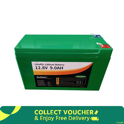 Picture of Doublepow 12.8V-9Ah 4S Lithium Iron Phosphate (LiFePO4) Battery with 2000 Cycles for Mini Solar System, DC Solar Fan, Solar Light & Computer Latest Model UPS (600VA max) - 1 Piece ( Green )