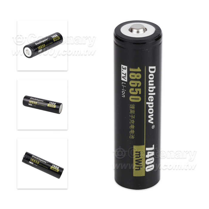 Picture of Doublepow 18650 3.7V 7400mWh Lithium ion Rechargeable Li-ion Battery (Point  Top) - 1 Piece ( Black )
