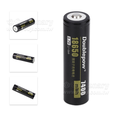 Picture of Doublepow 18650 3.7V 7400mWh Lithium ion Rechargeable Li-ion Battery (Point  Top) - 1 Piece ( Black )