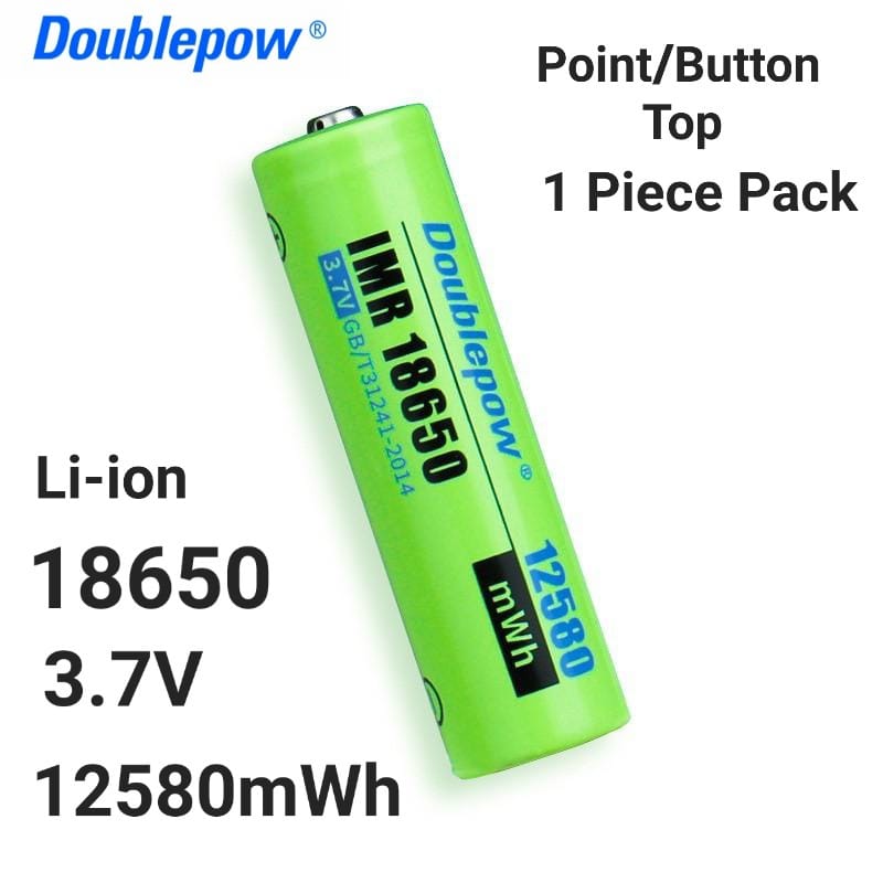 Picture of Doublepow 18650 3.7V 12580mWh High Capacity Lithium-ion Rechargeable Li-ion Battery (Point Top) - 1 Piece ( Green )