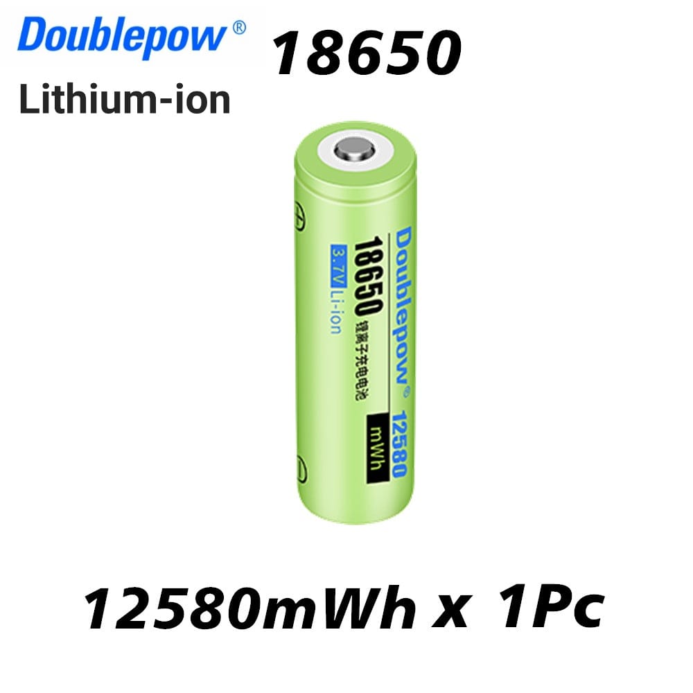 Picture of Doublepow 18650 3.7V 12580mWh High Capacity Lithium-ion Rechargeable Li-ion Battery (Point Top) - 1 Piece ( Green )