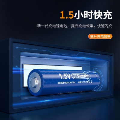 Picture of Doublepow Rechargeable 1.5V 2750mWh AA Size 4 Pieces Lithium-ion Batteries with DP L156 Model 4-Bay Individual Battery Fast Charger Combo Pack