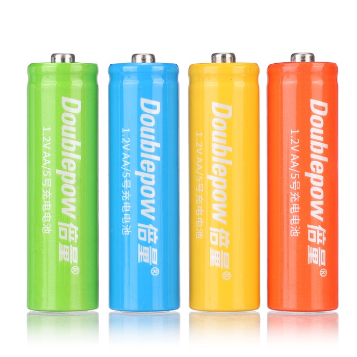 Picture of Doublepow AA Size 1.2V  1300mAh Ni-MH Rechargeable Multi-color Batteries for Solar Lights, Garden Lights, Remotes, Power Tools, Toys, Flashlights - 4 Pieces pack ( Orange )