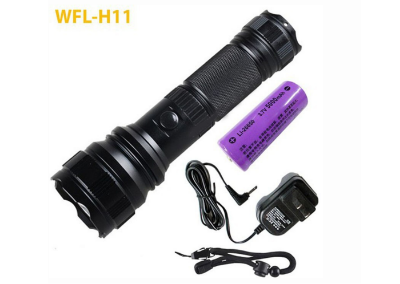 Picture of WASING WFL-H11 Strong-Powered Beam 10W LED Torch Light with 26650×1 5000mAh High Capacity Lithium-ion Rechargeable Battery & Max 1000 Lumens Brighter Flashlight - 1 Piece ( Black )