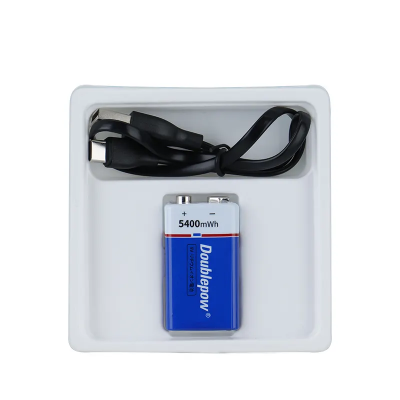 Picture of Doublepow 9V 5400mWh/600mAh Lithium-ion Rechargeable Battery with Built-in USB Type-C Fast Charging Port High Capacity Battery for Electric Vehicles, Boats, Smoke Alarms, Toys, Medical Equipments & Home Appliances - 1 Piece ( Blue )
