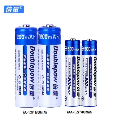 Picture of Doublepow AA Size 1.2V 1200mAh Ni-MH 2pcs & AAA Size 1.2V 900mAh Ni-MH 2pcs Rechargeable Battery with 1200 Cycle (Pack of 4) (No Battery Charger Included) - 4 Pieces Pack ( Blue )