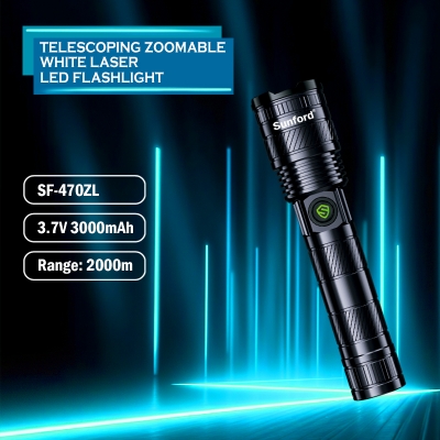 Picture of Sunford  SF-470ZL Telescopic Zoomable 20W High Powered White LASER LED Zoom Flashlight - 1 Piece ( Black )