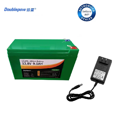 Picture of Doublepow 12.8V-9Ah 4S Lithium Iron Phosphate (LiFePO4) Battery Cell 2000 Cycles with 14.6V2A  Output 4S Lithium Battery Charger for DC Solar Fan - 1 Piece ( Green )