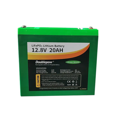 Picture of Doublepow 12.8V LFP 20Ah Lithium Iron Phosphate (LiFePO4) Battery with 14.6V 5A Output 4S Lithium Battery Charger Combo for Home Storage Mini UPS, Electric Vehicle, E-bike, Lighting, DC Solar Fan etc ( Green )