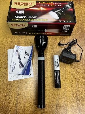 Picture of Redien RFL-8413-3SC Rechargeable Flashlight / LED Torch Light For Outdoor Use - 1 Piece ( Black )