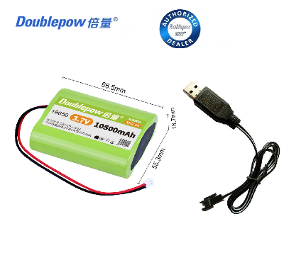 Picture of Doublepow PCB Protected 1S3P  3x18650  3.7V 10500mAh High Capacity Li-ion Lithium Rechargeable Battery Pack with Full Charge Indicator USB Cable Charging Kit combo - 1 Piece ( Multicolor )