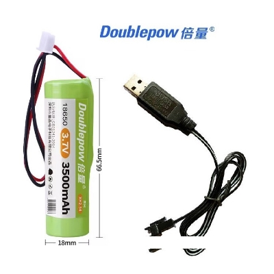 Picture of Doublepow PCB Protected 1S1P Lithium-ion 18650 3.7V 3500mAh Cable Connector Rechargeable Li-ion Battery Pack for Toys, AC/DC LED Bulb with USB Charging Kit Included - 1 Piece ( Multicolor )