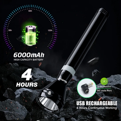 Picture of Sunford Rechargeable LED Flashlight Model SF-4417SL-3C - 1 Piece ( Black )