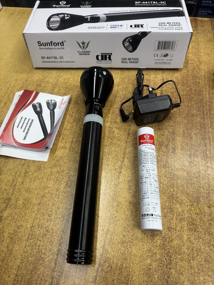 Picture of Sunford Rechargeable LED Flashlight Model SF-4417SL-3C - 1 Piece ( Black )