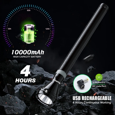 Picture of Sunford Rechargeable LED Flashlight Model SF-4419SL-5C - 1 Piece ( Black )