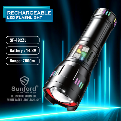 Picture of Sunford SF-492ZL Telescopic Zoomable 80W Super High Powered Zoom Flashlight with Power Bank Facility - 1 Piece ( Black )