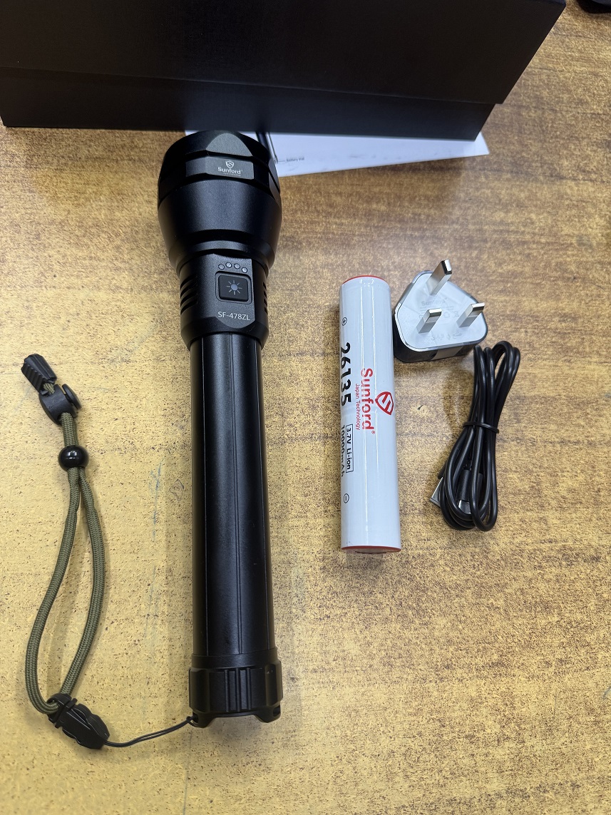 Picture of Sunford SF-478ZL Telescopic Zoomable 30W High Powered LED Zoom Torch / Flashlight with Power Bank Facility - 1 Piece ( Black )