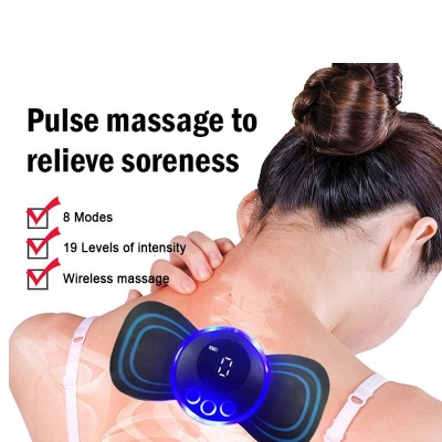 Picture of Mini Neck Pulse Massager Electric LCD Display Stretcher EMS Mini Massager 2 pad