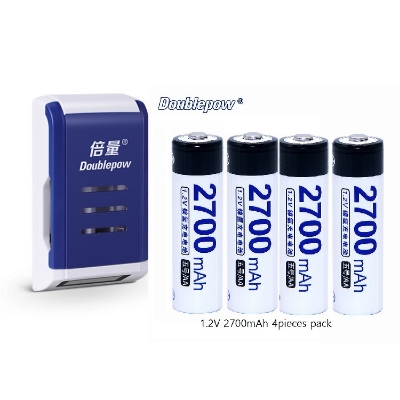 Picture of Doublepow K209 4-Slots LED Display Smart Fast Charger with 4 Pieces AA Size 1.2V 2700mAh Battery Combo Pack ( Multicolor )