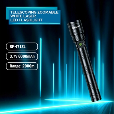 Picture of Sunford  SF-471ZL Telescopic Zoomable 20W High Powered White LASER LED Zoom Torch / Flashlight with Adapter  - 1 Piece ( Black )